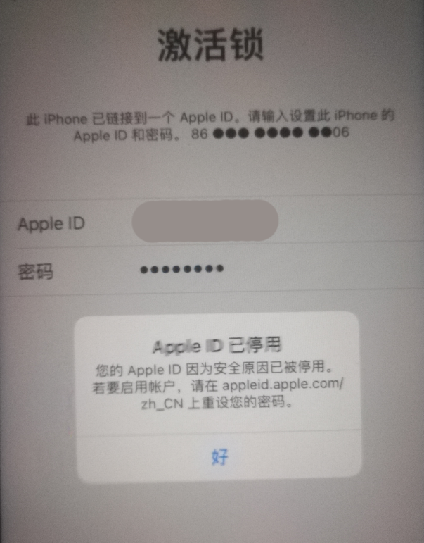 广水苹果手机维修分享iPhone 12 出现提示“Apple ID 已停用”怎么办 