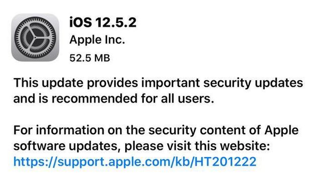 广水苹果手机维修分享iOS12.5.2发布，建议所有老苹果用户安装 